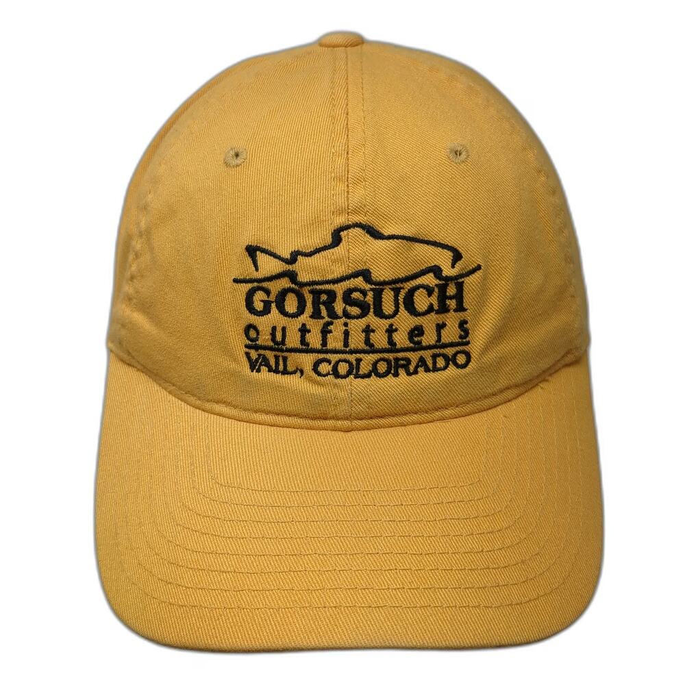 Flexfit Baseball Cap Yellow One Size Fitted Gorsuch Outfitters Vail Fish Hat